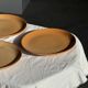Set of 4 flat dinner plates in stoneware, no brand underneath.