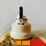 Vintage enameled sheet metal kettle - rooster decor