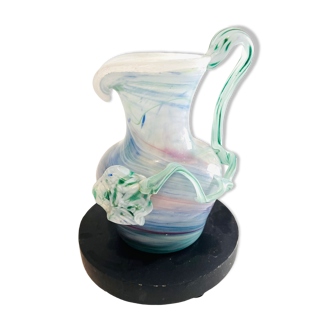 Hand-blown glass pitcher