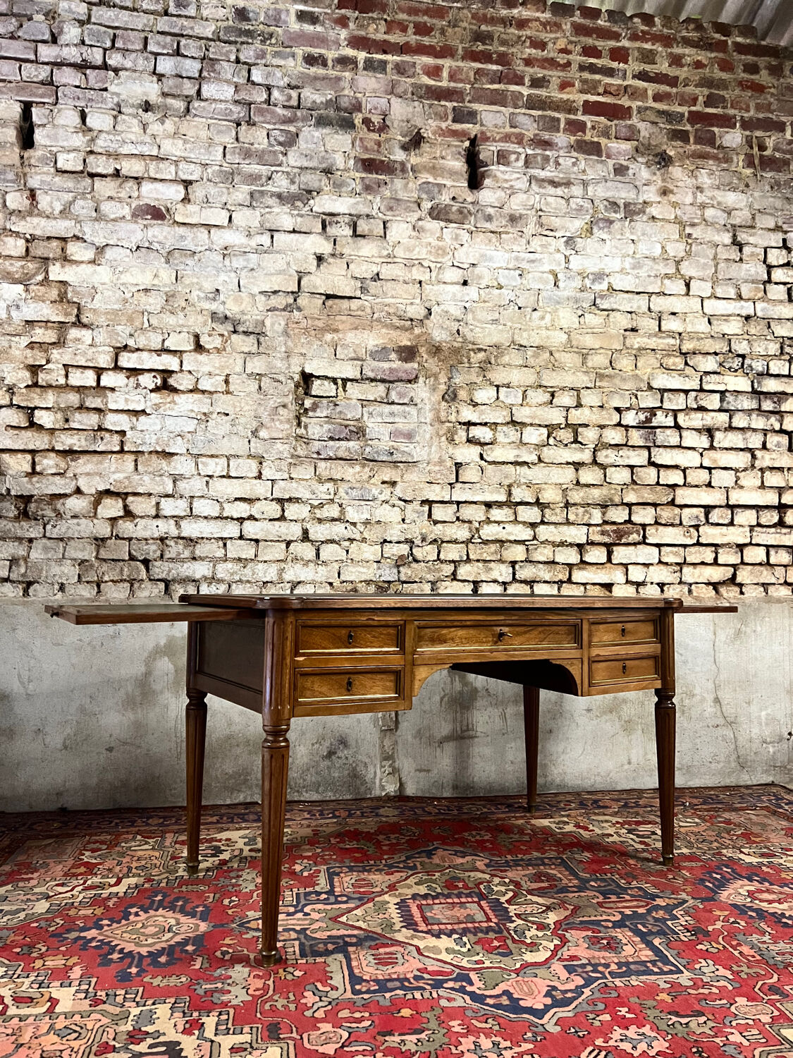 Flat mahogany desk Louis XVI XIX style Century