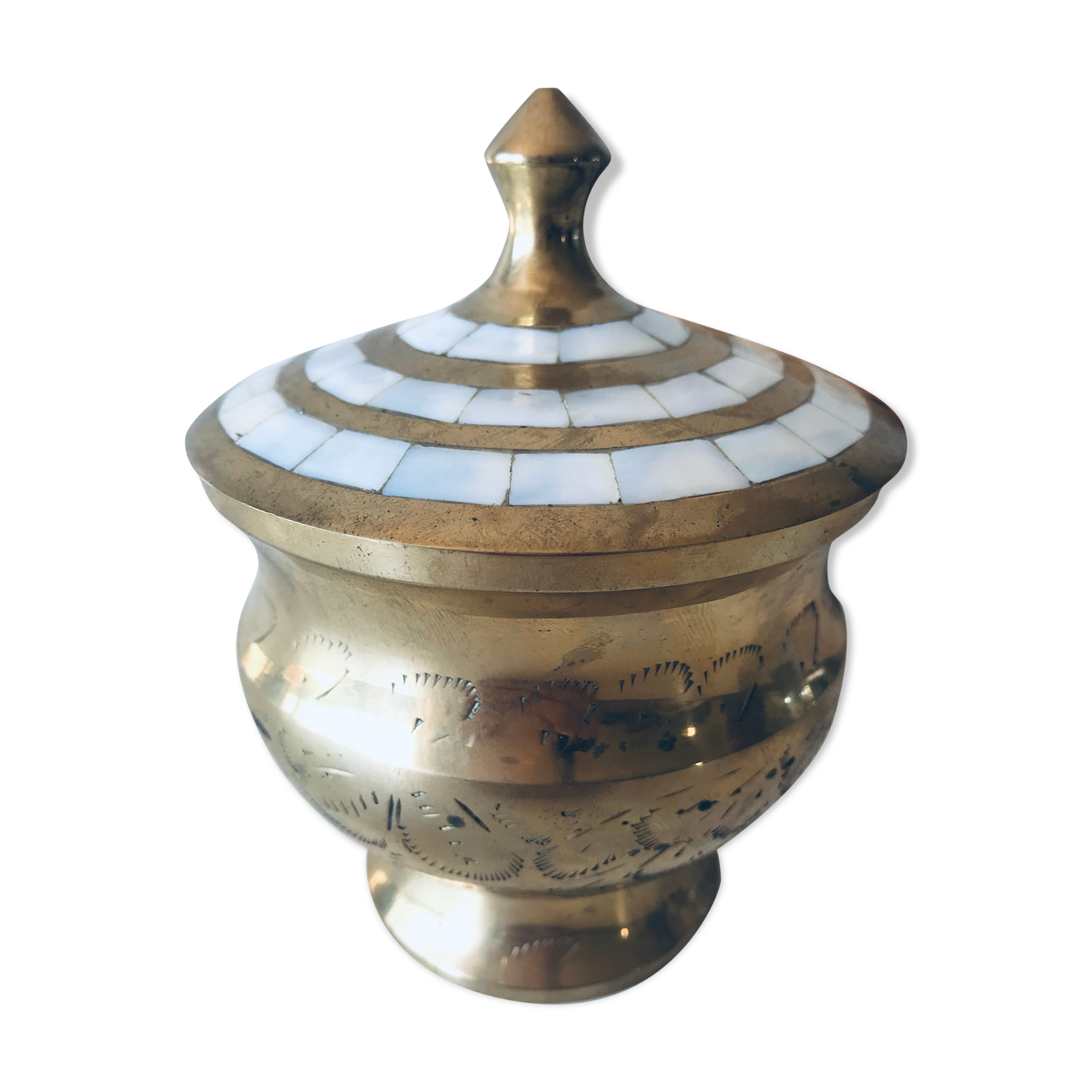 Brass and mother-of-pearl box