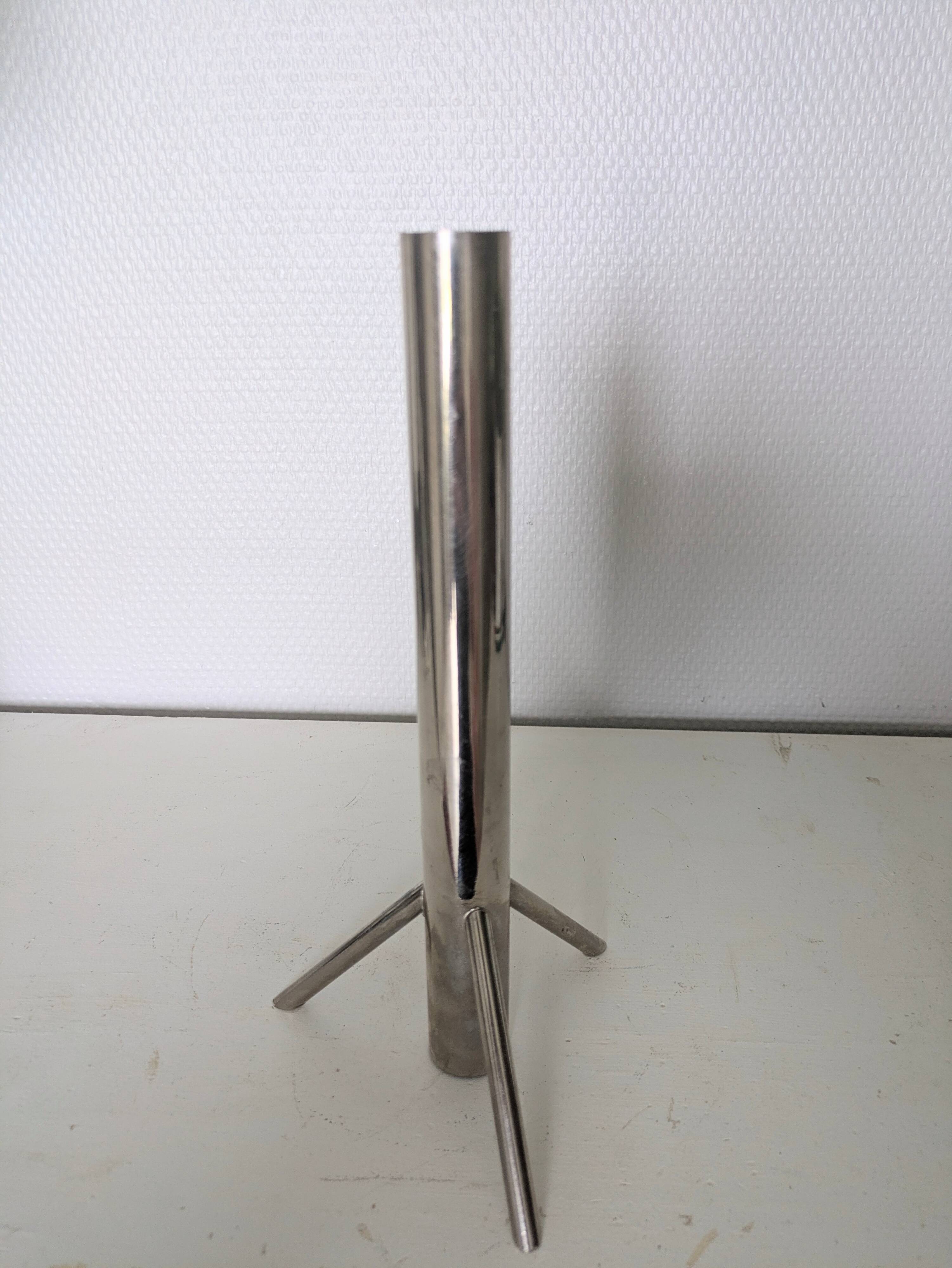Bougeoir tripode moderniste en métal design années 70
