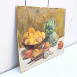 Still life painting with gouache artichokes