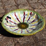 Openwork fruit cup with yellow and red drips - Fat lava, West Germany - 70s