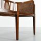 Vintage caned basket bench, 1950s