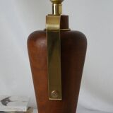 Vintage lamp base Maison le Dauphin in mahogany and brass.