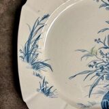 Blue ironstone plate from Gien, "Birds" service, circa 1870, no. 2.