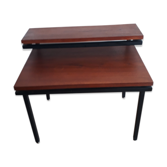 Metal and wood side table 50s