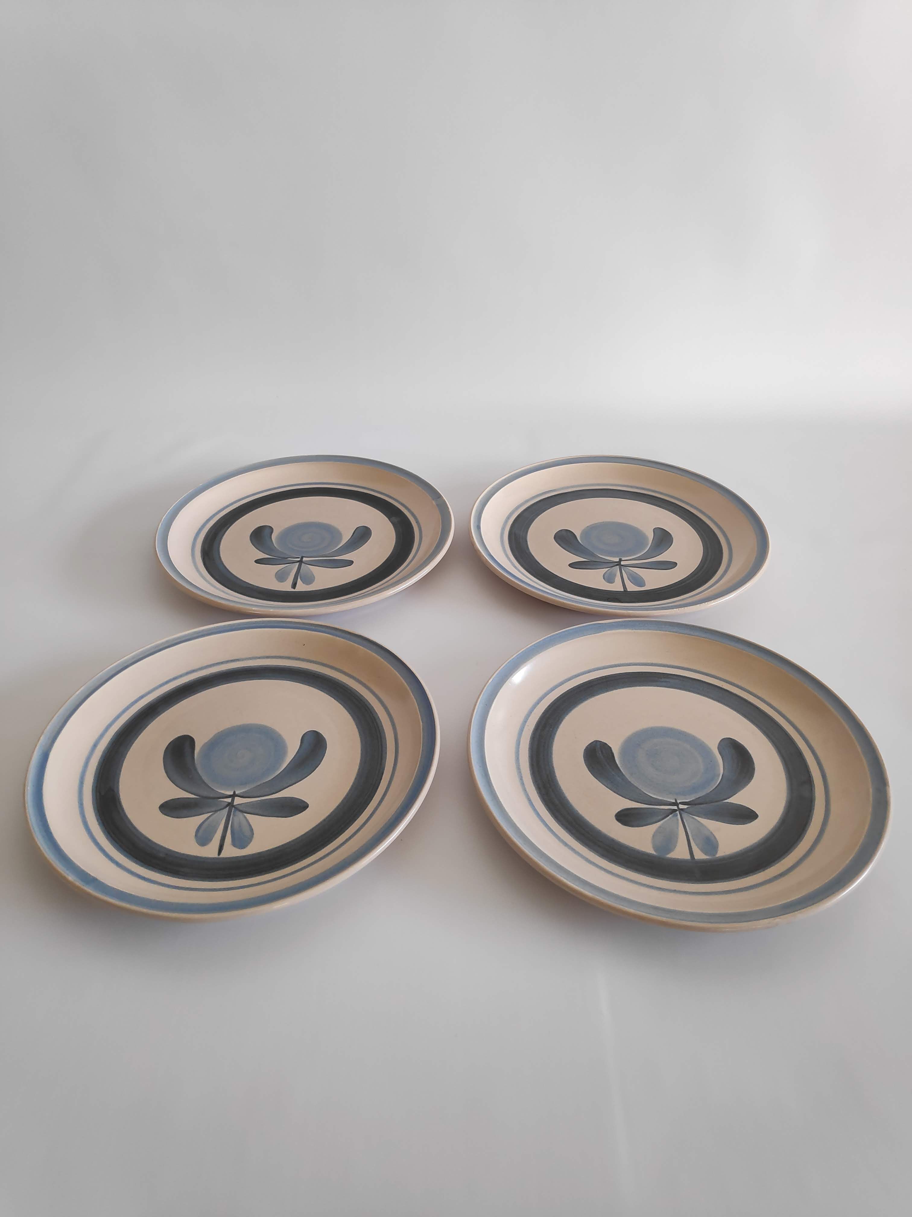 4 plates flat vintage 70s - décor Ancona Gien