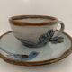 6 ceramic cups Ken Edwards, Tonala, Mexico, with sub cups and sugar