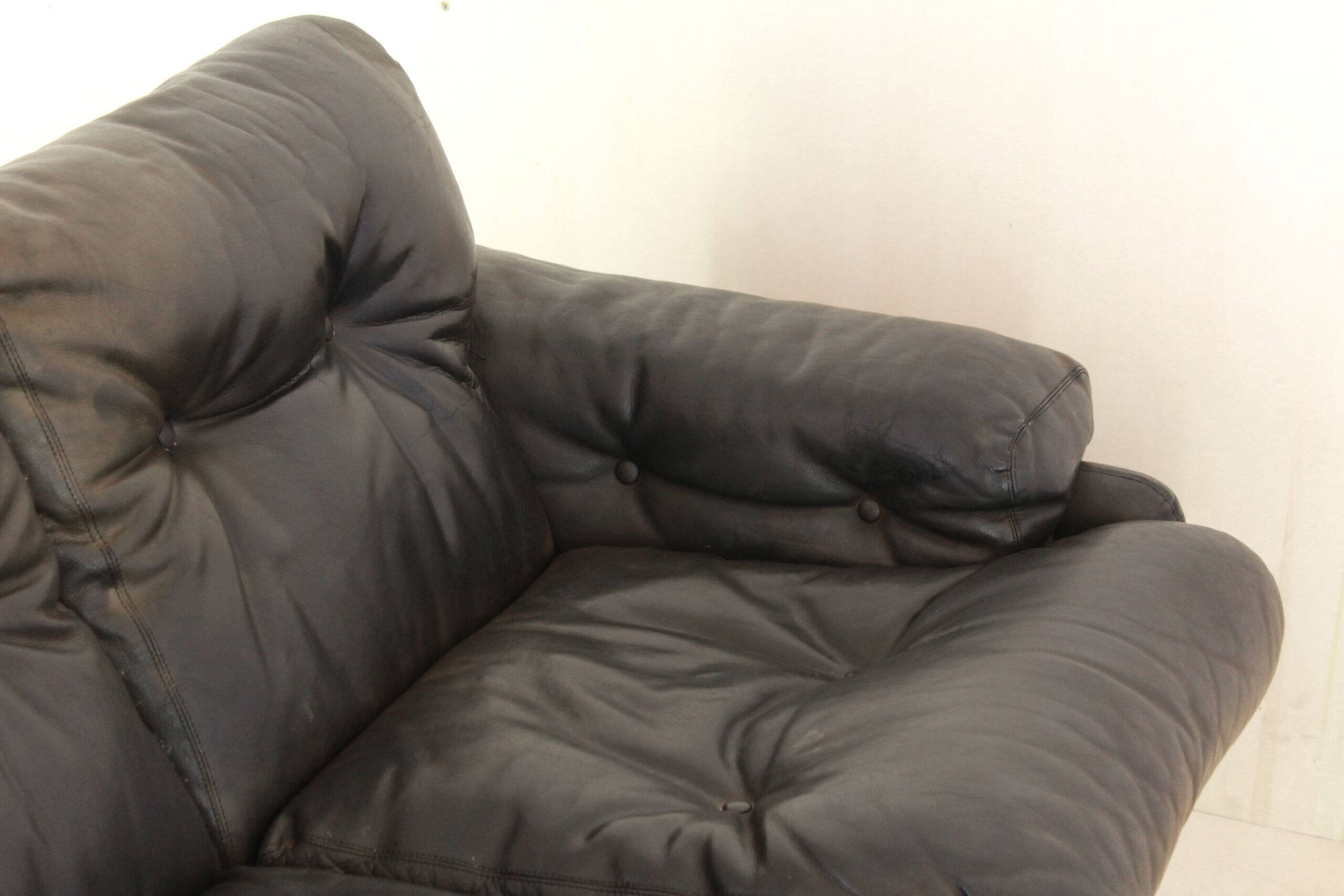 Coronado Brown Leather Sofa, Afra & Tobia Scarpa for B&B Italia