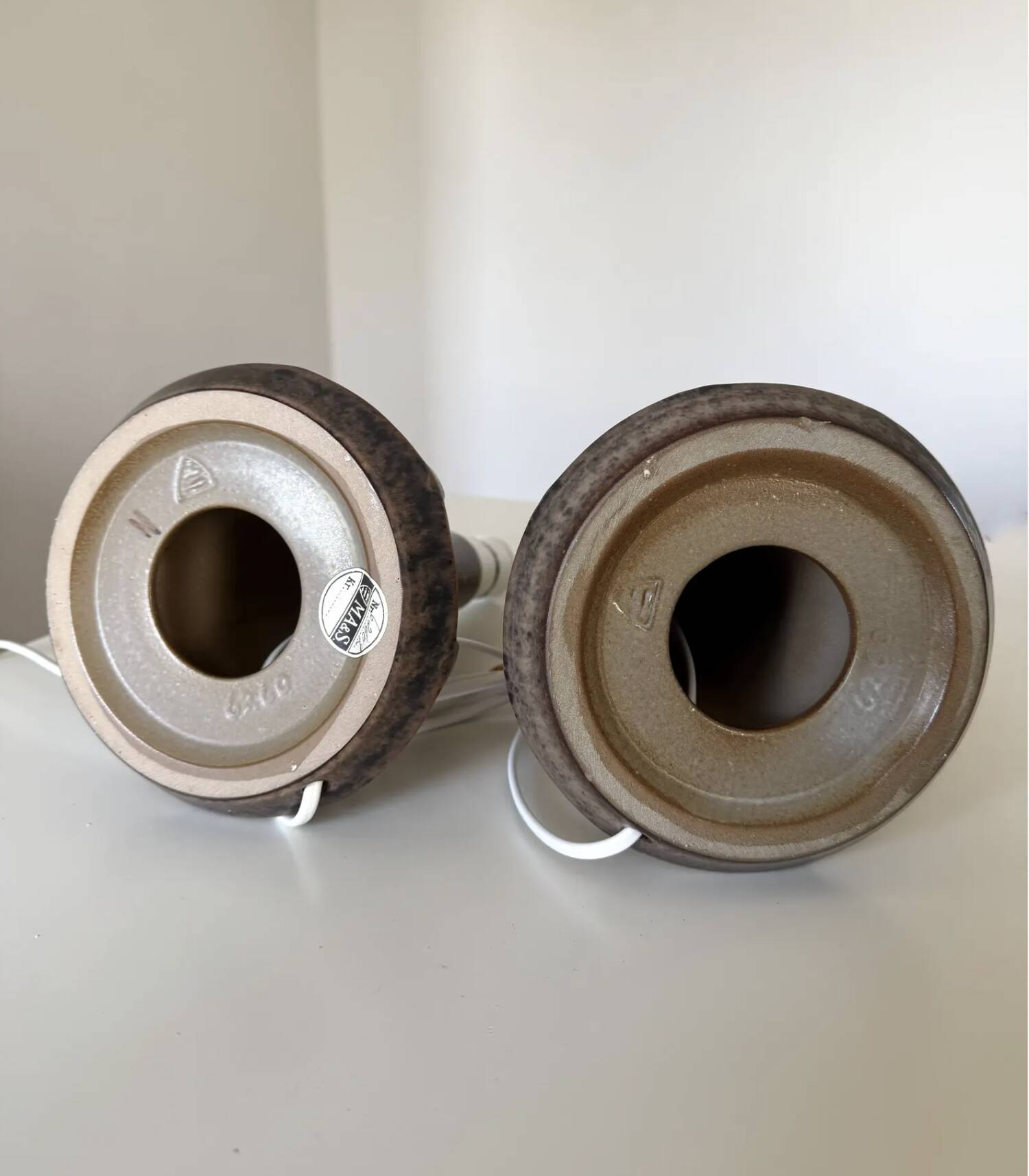 Pair Marianne Starck Stoneware Table Lamps: Michael Andersen Denmark, 1970s