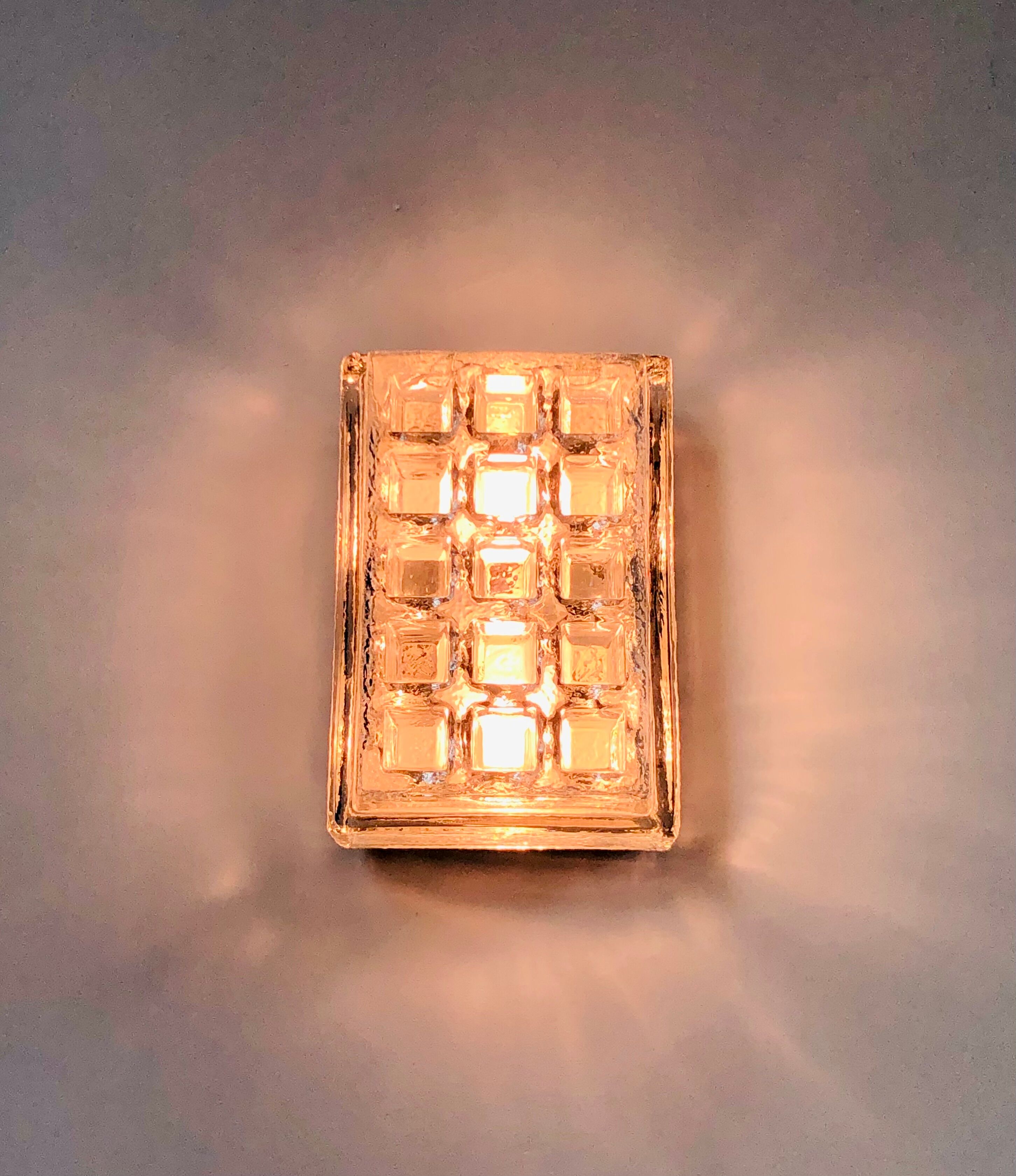 Rectangular embossed glass wall lamp from Limburg, Germany 1970
