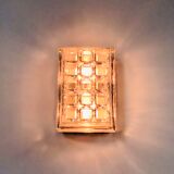 Rectangular embossed glass wall lamp from Limburg, Germany 1970