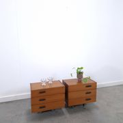 Ensemble de tables de nuit en teck suspendues avec tiroirs Danemark