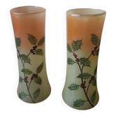 Pair of Legras vases Holly Decoration Art Nouveau