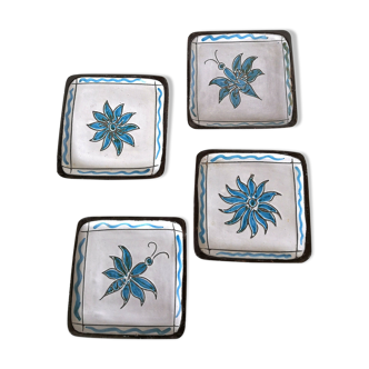 4 céramiques Vallauris signées A. Maunier design années 50 - 60