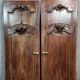 Pair of 18th century oak woodwork castle doors with putti