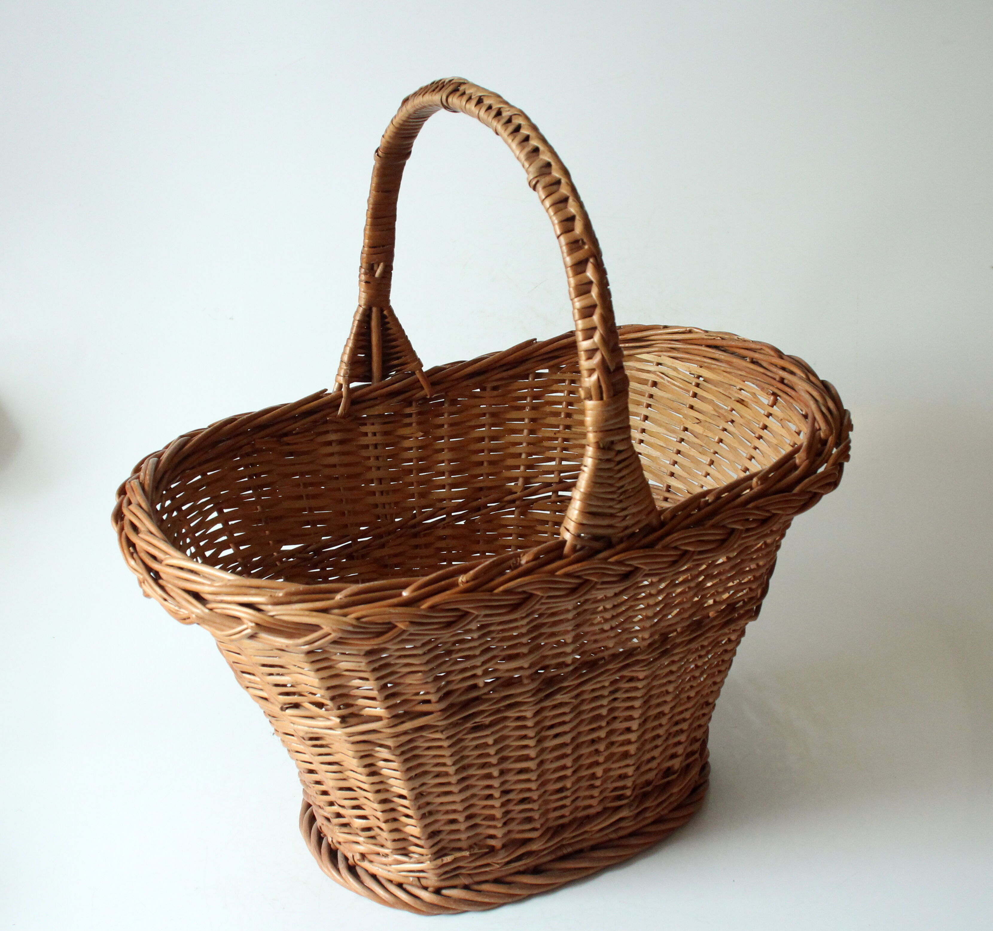 Wicker shopping basket, braided, handmade, vintage