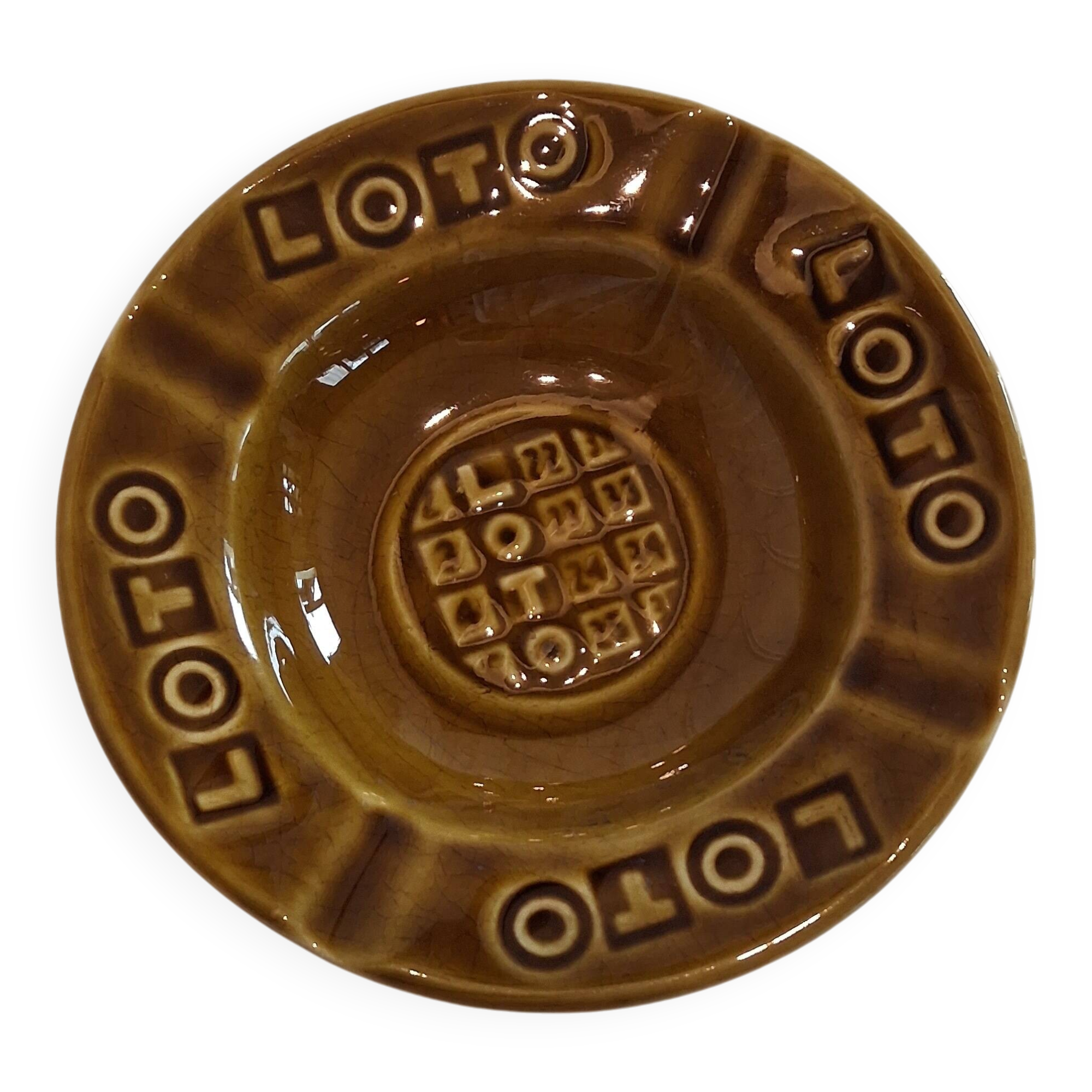 Ashtray / advertising pocket emptier ambassador from Gien "Loto" in very