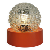 Lampe boule vintage en verre transparent orange