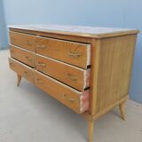 Vintage chest of drawers over glass decorated light oak 60's