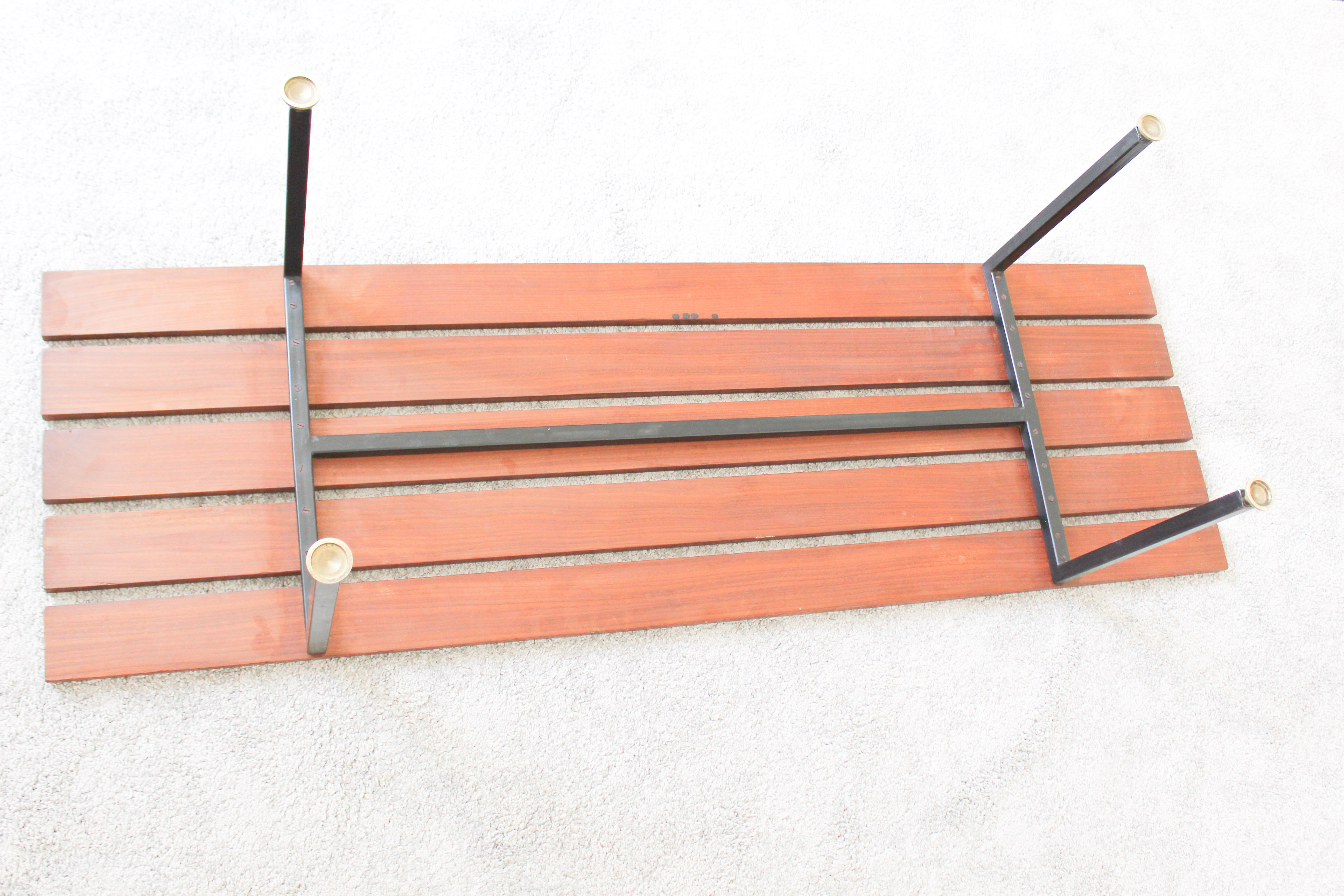 Rosewood and metal bench, Italy 1970s