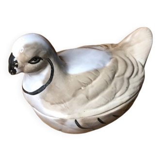 Old vintage ceramic pigeon shape terrine #a522