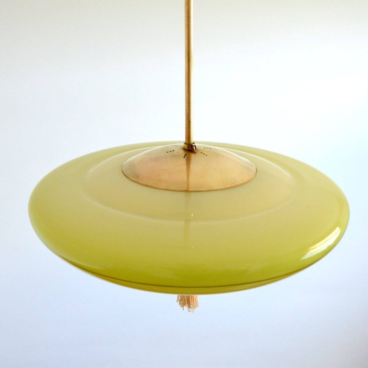 Vintage art deco yellow opaline basin pendant light