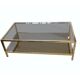 Gold metal coffee table with two glass and mirror trays 70