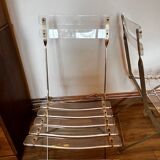 Set of 4 plexiglass folding chairs by Yonel Lebovici and Bernard Berthet 1970