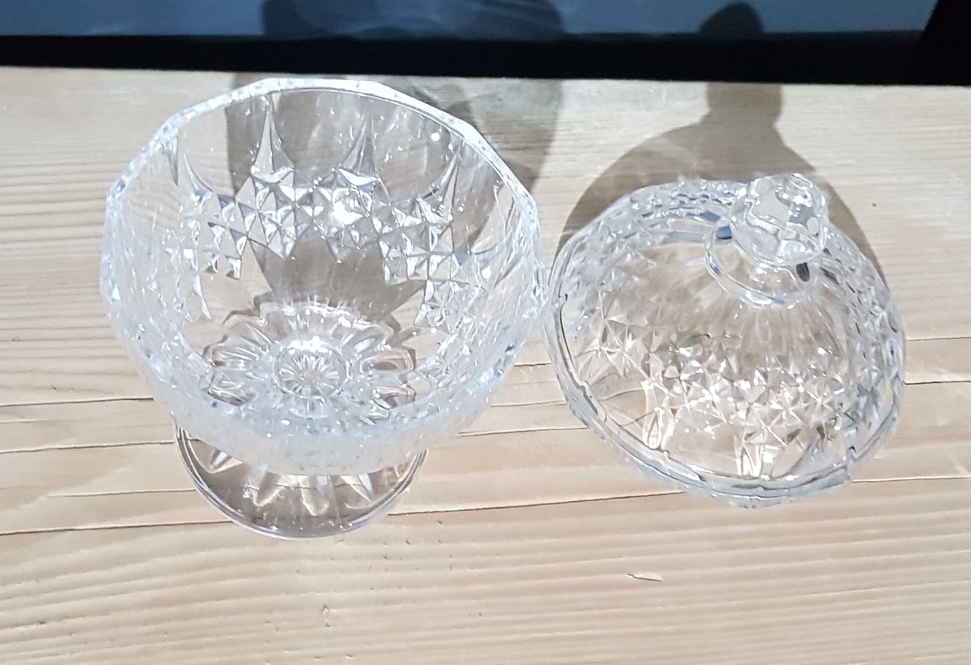 Old cut crystal candy drageoir