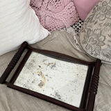 Miroir bois et verre piqué