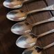 A set of 6 forks + 6 spoons silver metal foliage