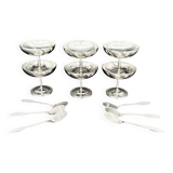 6 stainless steel dessert bowls + spoons – Jean Couzon France
