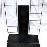 Etagère string moderniste modulable en fer forgé et tôle noir, 1950-1960
