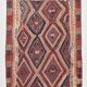 Kilim Ancien Fait Main en Laine Rouge et Bleu,Tapis Plat Vintage,165x231 Cm