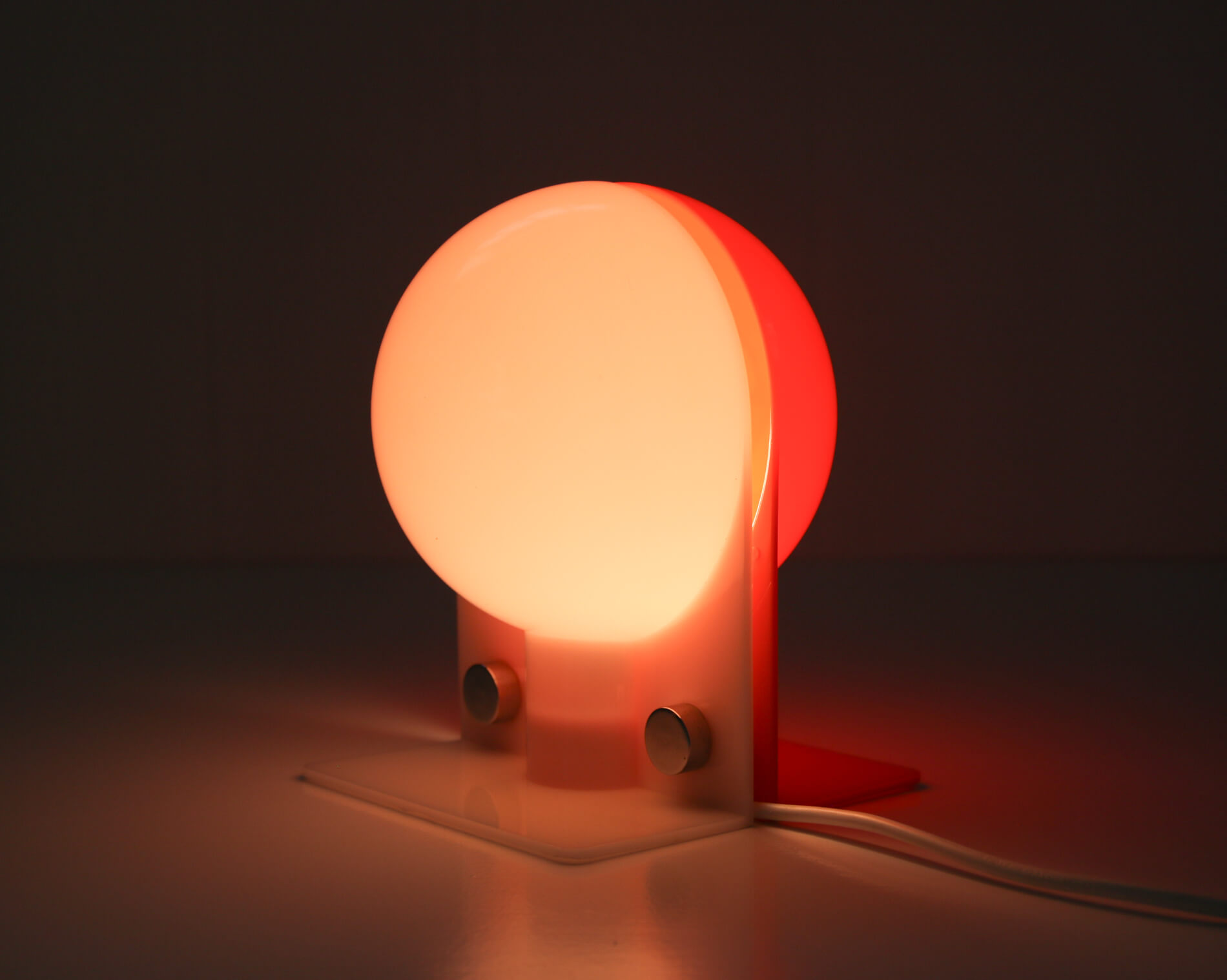 Space Age orange table lamp from Sergio Brazzoli for Guzzini, 1970s