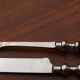 Vintage carving set knife and fork – handles made of blue glass beads