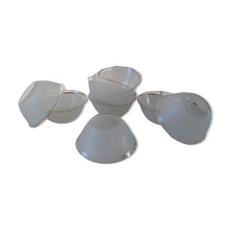 Set of 8 cups / bowls in frosted glass sandblasted 50s