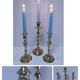 Three vintage solid brass candle holders