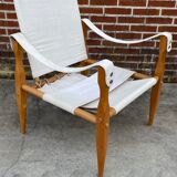 Vintage safari chair 1960s Denmark with canvas minimalist design