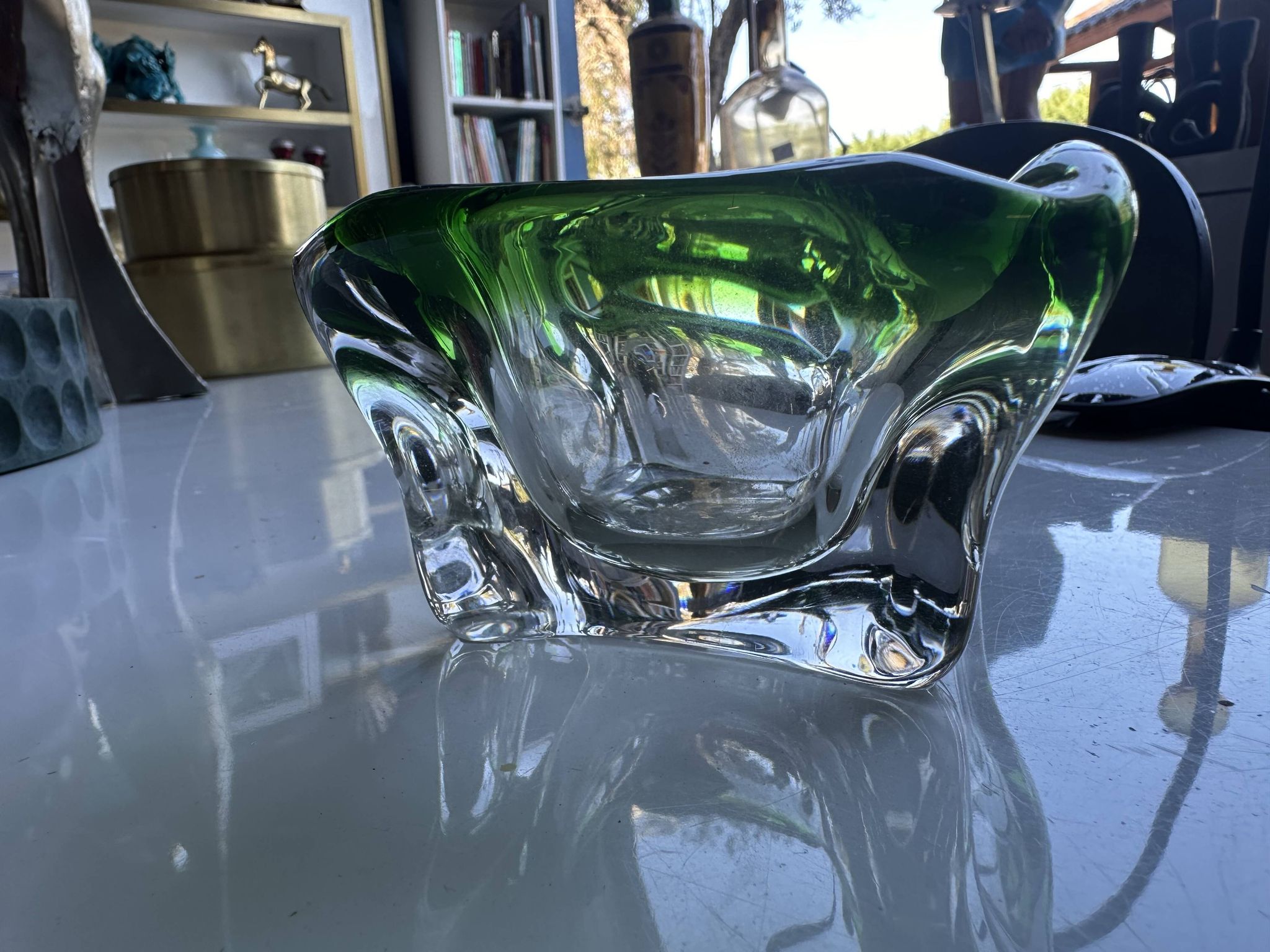 Green crystal ashtray