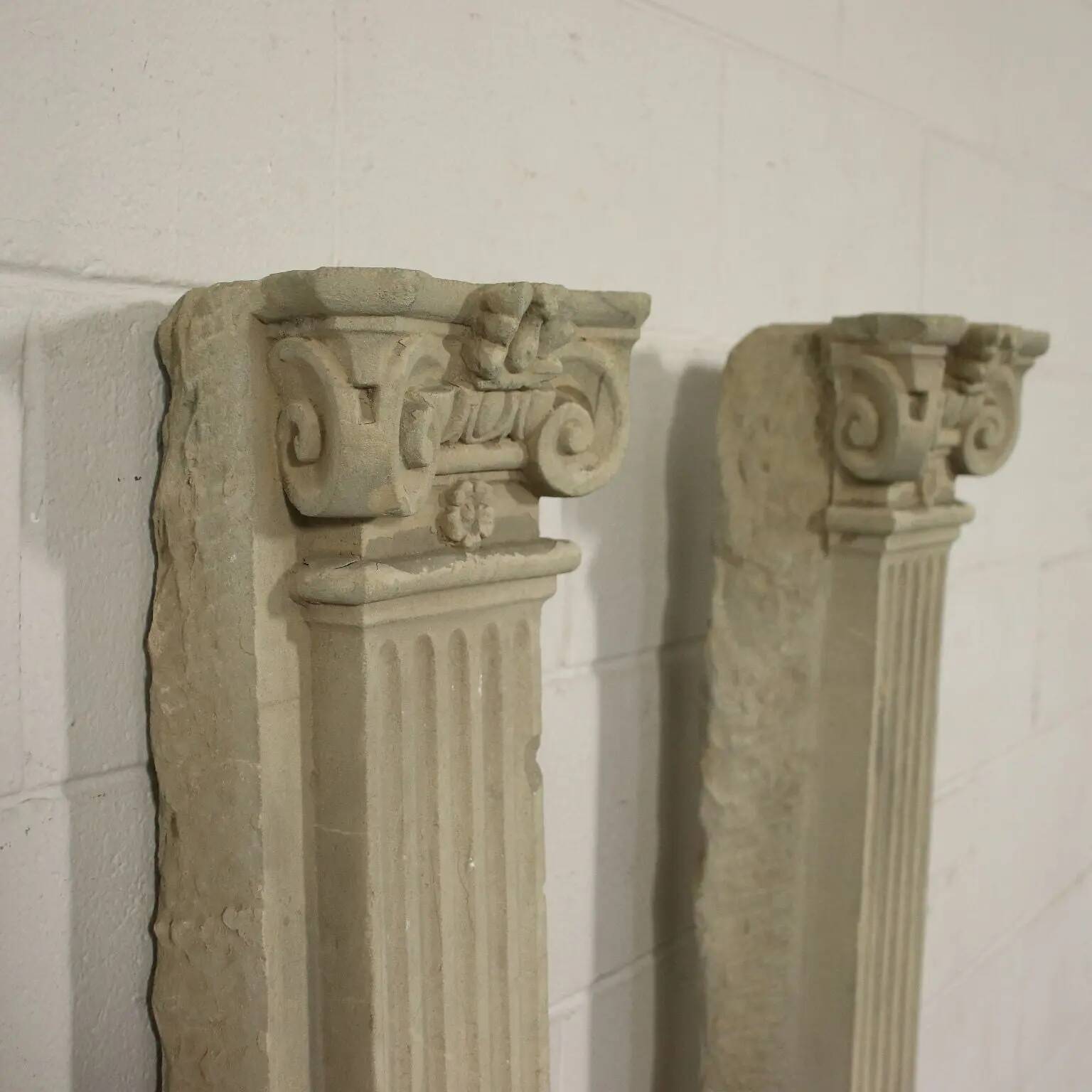 Pair of Renaissance pilasters in Serena stone, Italy, 16th century