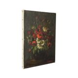 Flowers Still Life Painting Oil on Canvas Amateur Signed