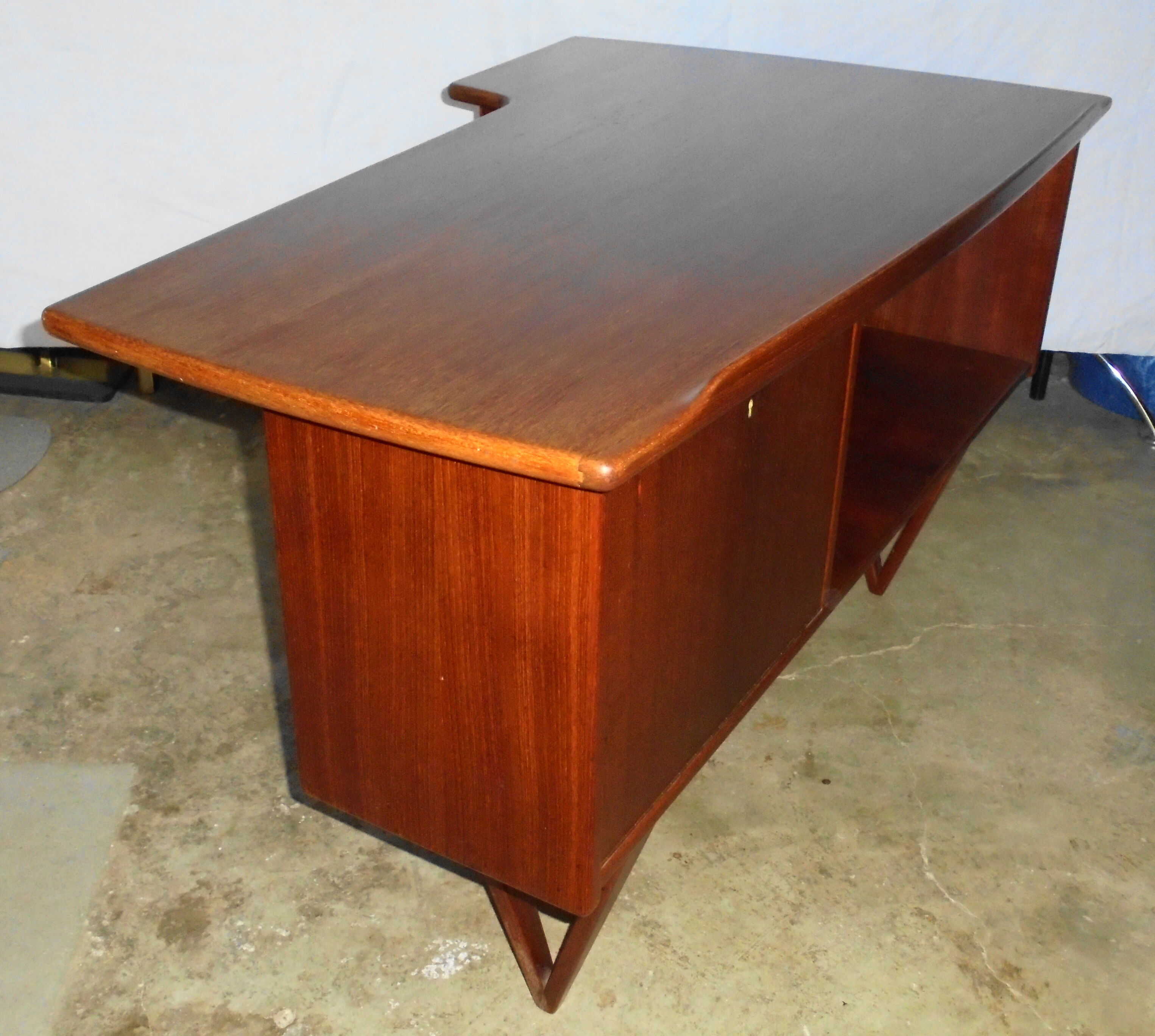 Peter Lovig Nielsen's Scandinavian teak boomerang desk from the 60s