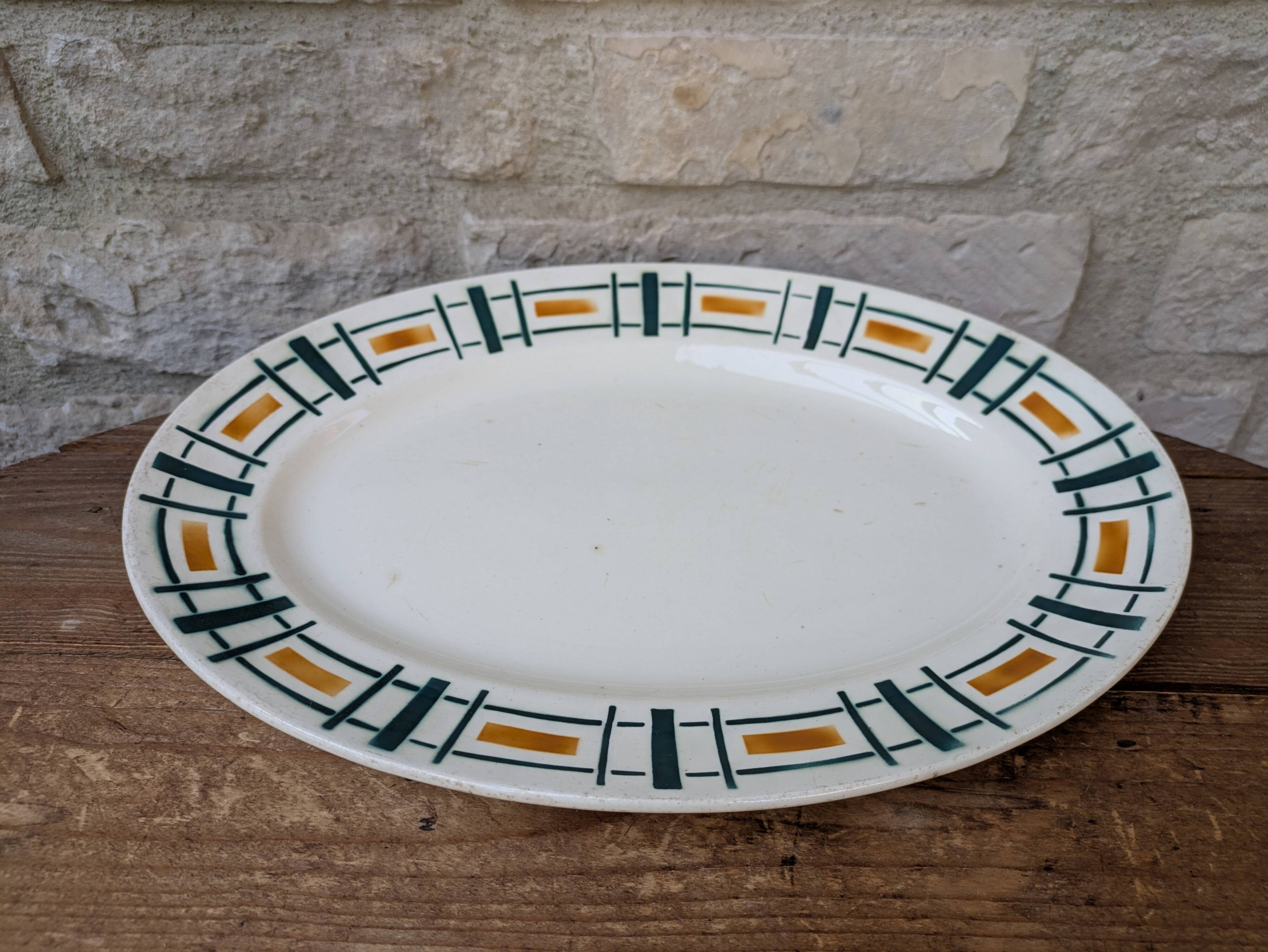 Antique Badonviller Quiberon dish – Art Deco iron earthenware