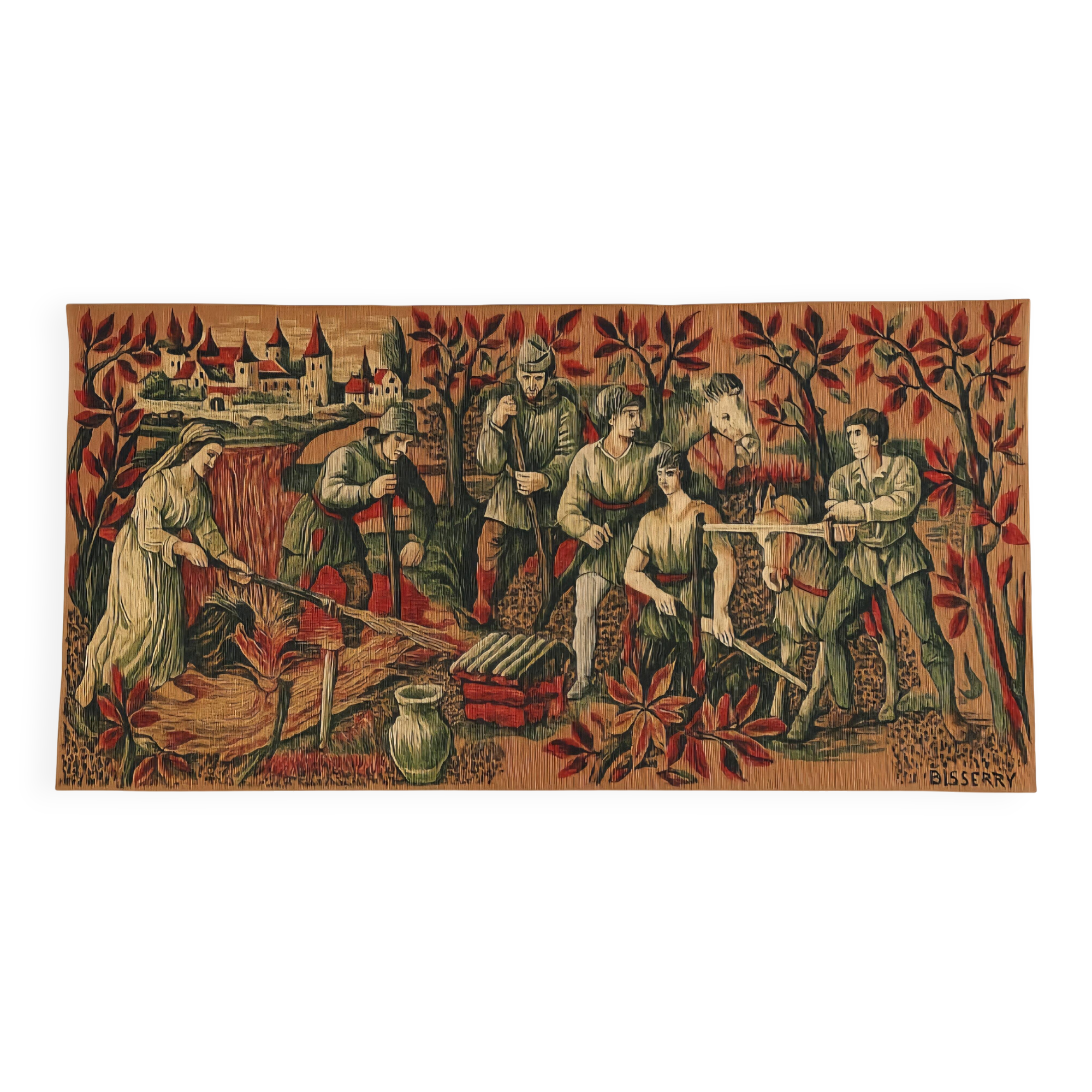 Art tapestry signed by Jean-Claude Bissery – Atelier Robert Four, Aubusson