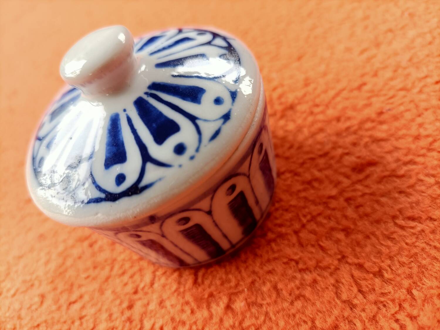 Small vintage blue ceramic box