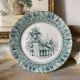 Green ironstone plate from Creil and Montereau "Khiva"